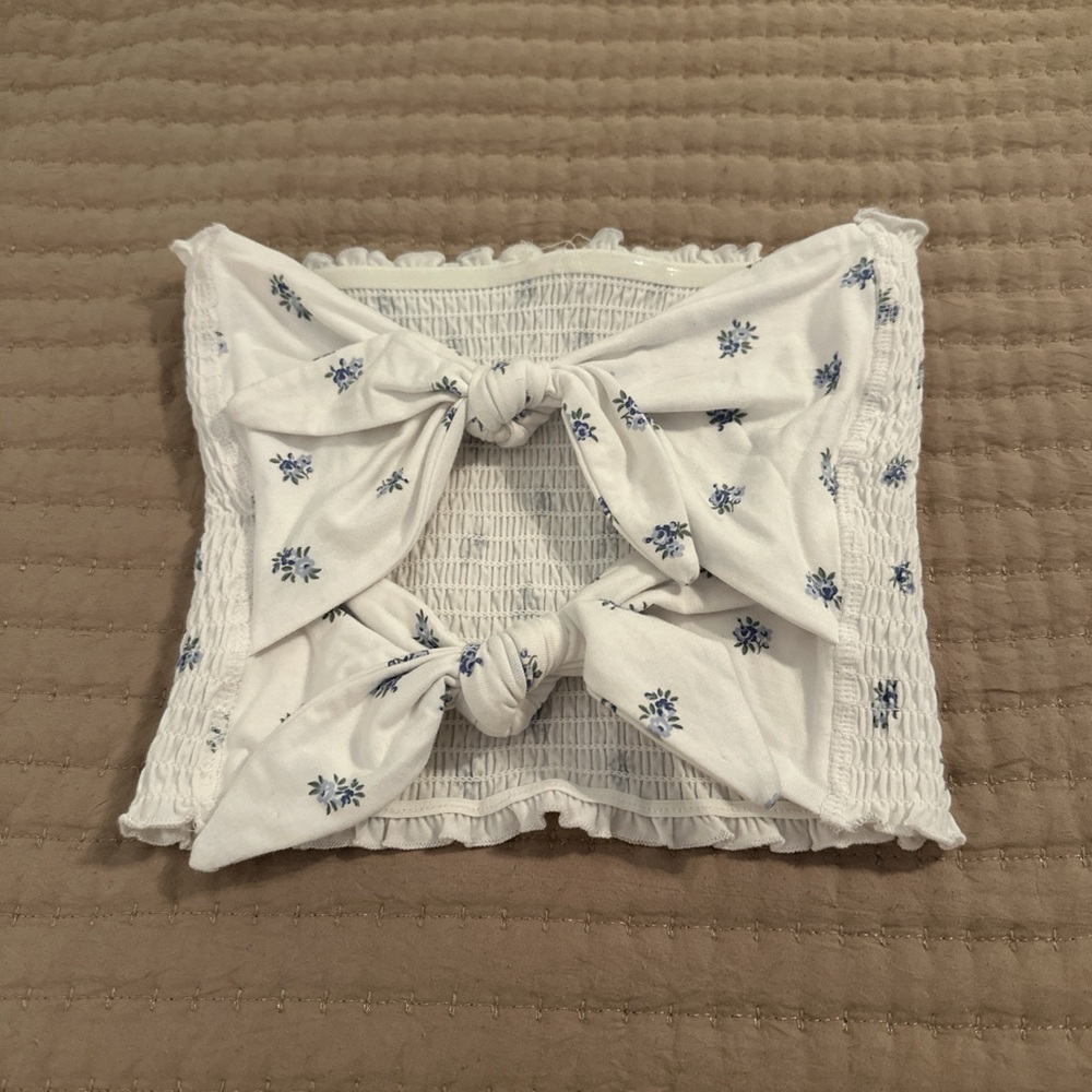 Gilly Hicks White and Blue Floral Crop Top